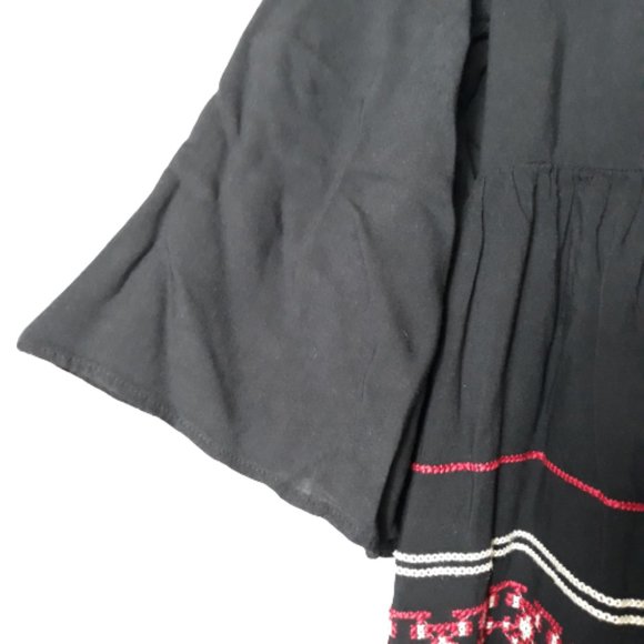 Flying Tomato Blouse Tunic mini Dress black embroidered cross stitch Size M - Picture 5 of 9